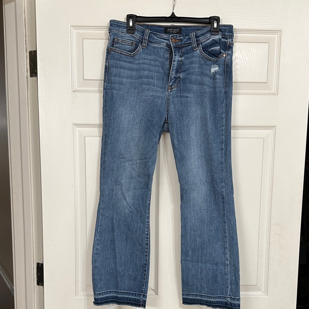 Judy Blue Distressed Ankle Jeans - Classic Blue